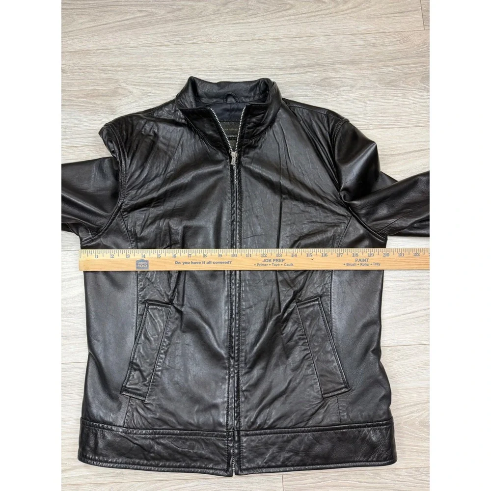 Vintage Banana Republic Soft Black Leather Jacket Y2K 2002 Vintage Moto Zip Sz L